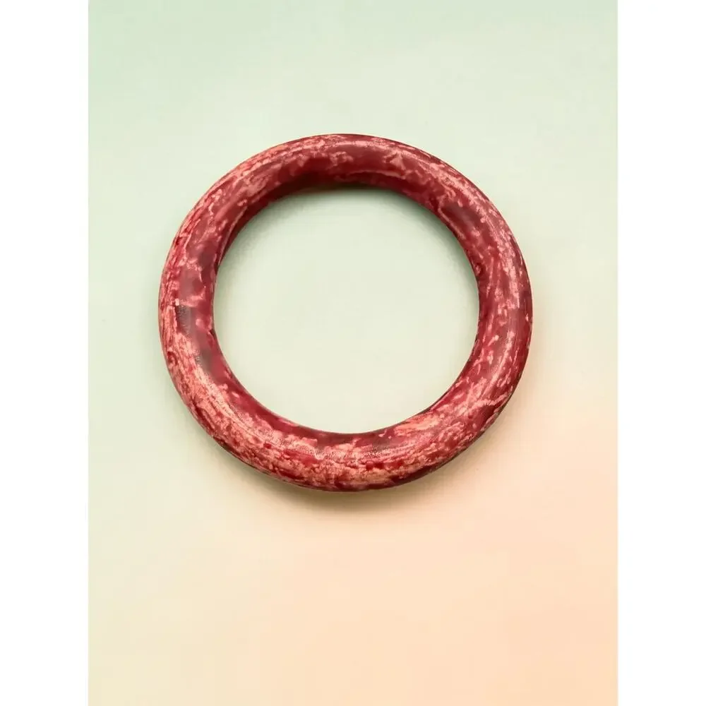 Vintage Red Cream Marbled Lucite Bangle Bracelet Matte Mod 11.25